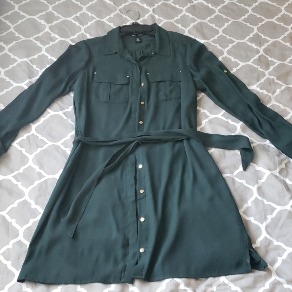 Button down green dress